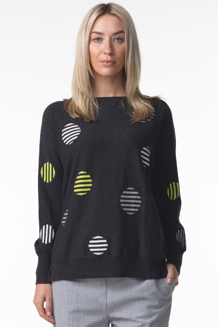 DOT STRIPE BACK SWEATER - CHARCOAL - Kingfisher Road - Online Boutique
