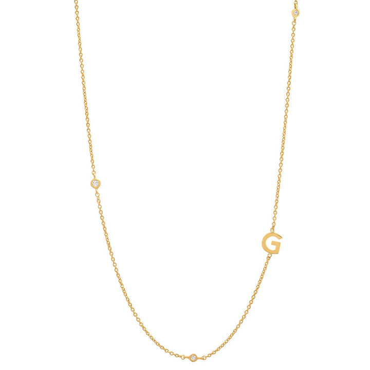 SIDEWAYS INITIAL NECKLACE w/ CZ ACCENTS - Kingfisher Road - Online Boutique