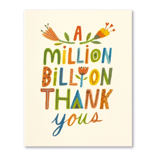 "Million Billion Thanks" Thank You Card - Kingfisher Road - Online Boutique