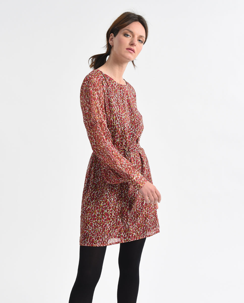 FLARE DRESS BELTED - PINK CHELSEA - Kingfisher Road - Online Boutique