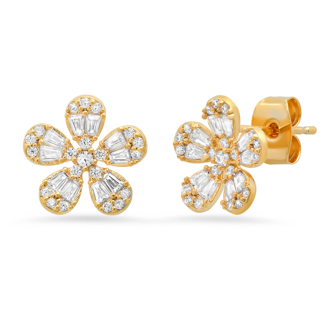 5 PETAL PAVE FLOWER STUDS - Kingfisher Road - Online Boutique