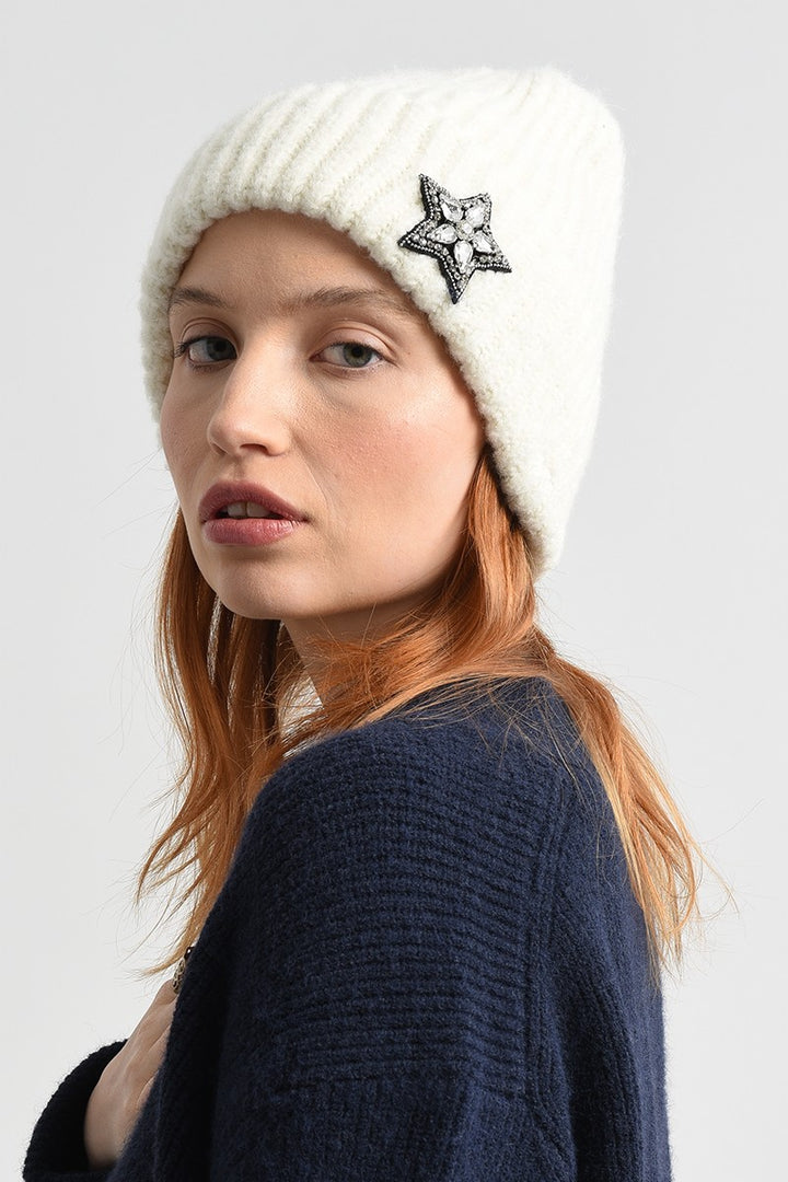 STAR KNIT BEANIE - WHITE BLANC - Kingfisher Road - Online Boutique