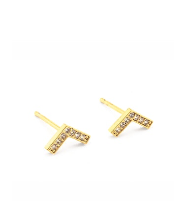 CLEAR CZ V POST EARRING - GOLD - Kingfisher Road - Online Boutique
