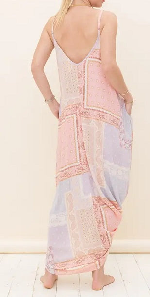 PATCHWORK SLEEVELESS MAXI DRESS-LAVENDER - Kingfisher Road - Online Boutique