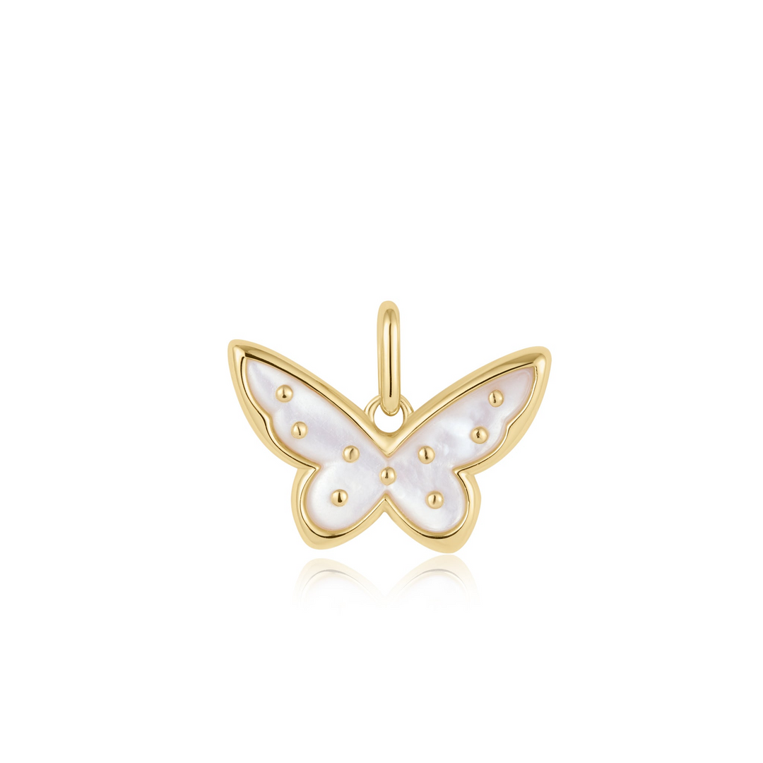 MOTHER OF PEARL BUTTERFLY CHARM-GOLD