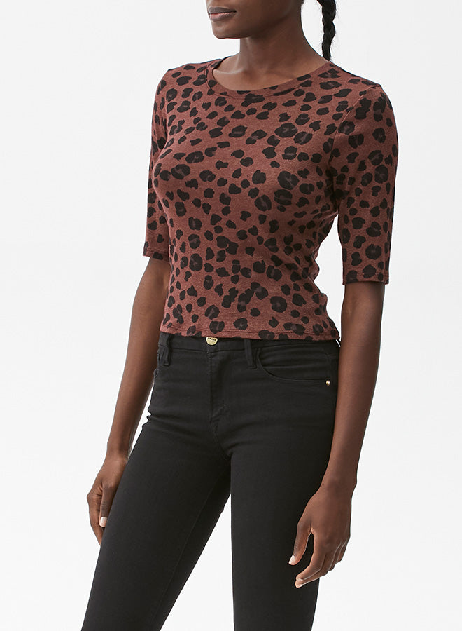 LEOPARD ELBOW SLEEVE LILLY CROP TOP - Kingfisher Road - Online Boutique