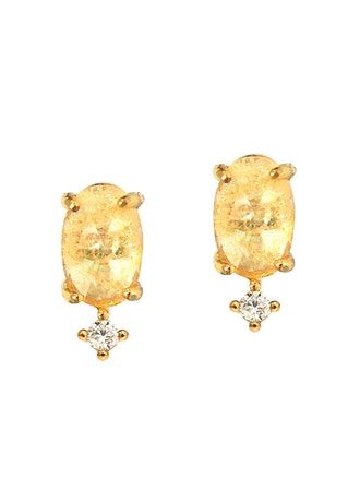 YELLOW OVAL ROCK CRYSTAL POSTS WITH CZ - Kingfisher Road - Online Boutique
