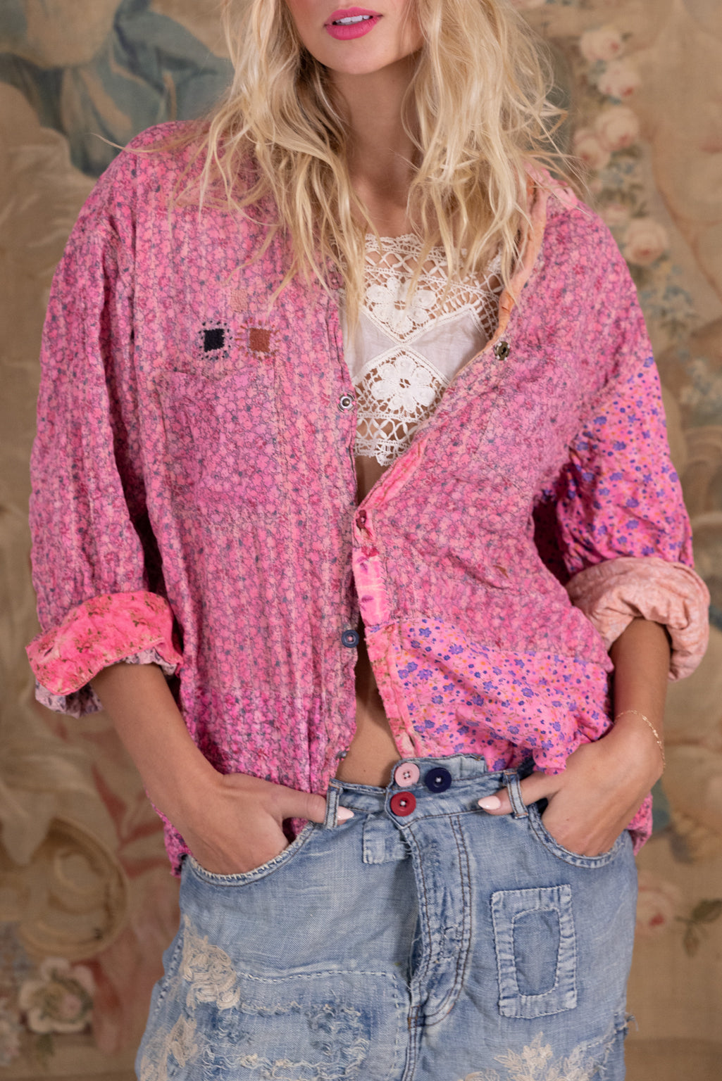 QUILTED FLORAL BOYFRIEND SHIRT-LA TUNA - Kingfisher Road - Online Boutique