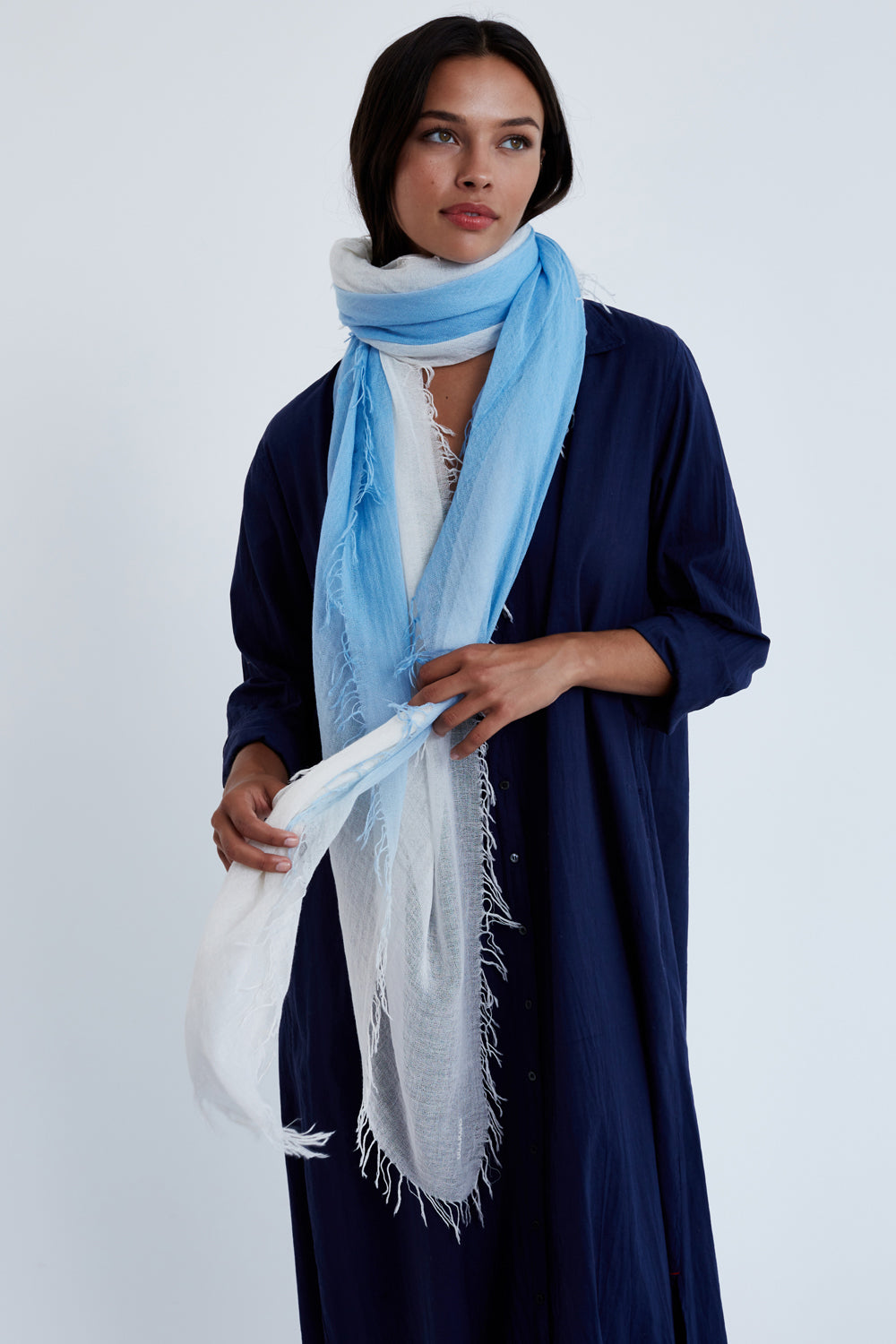 DIP DYE SCARF WITH FRINGE - LITTLE BOY BLUE - Kingfisher Road - Online Boutique