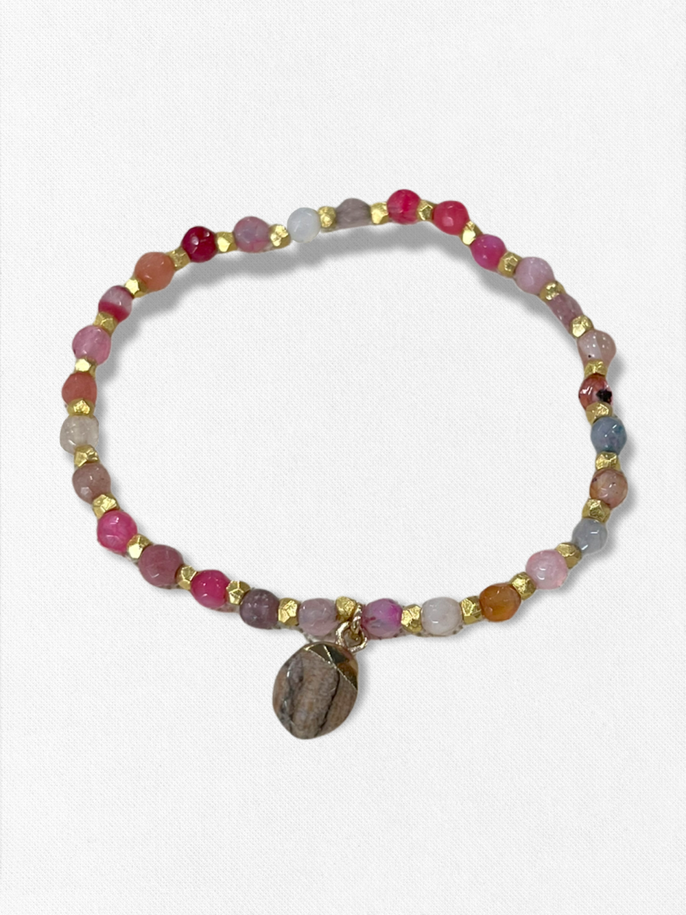 AGATE CHARM BEADED STRETCHY BRACELET - Kingfisher Road - Online Boutique