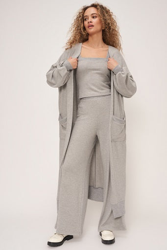 DREAMSCAPE HEATHERED COZY MAXI CARDI - HEATHER GREY - Kingfisher Road - Online Boutique