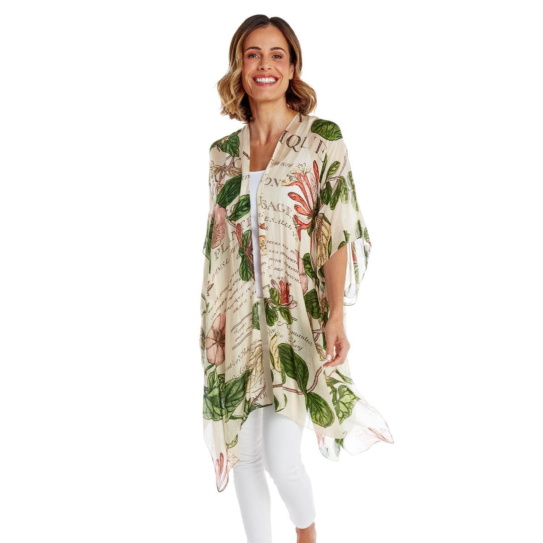 HONEYSUCKLE PRINT LONG KIMONO - Kingfisher Road - Online Boutique