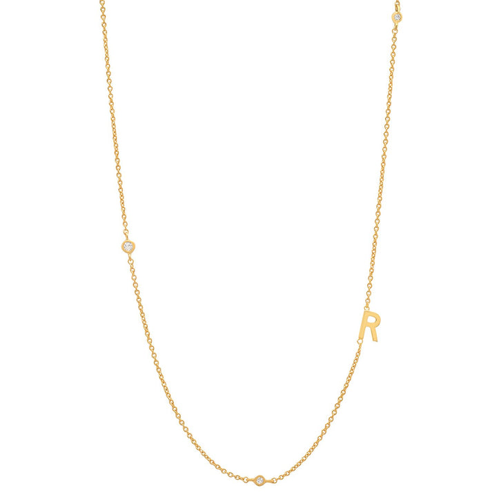 SIDEWAYS INITIAL NECKLACE w/ CZ ACCENTS - Kingfisher Road - Online Boutique