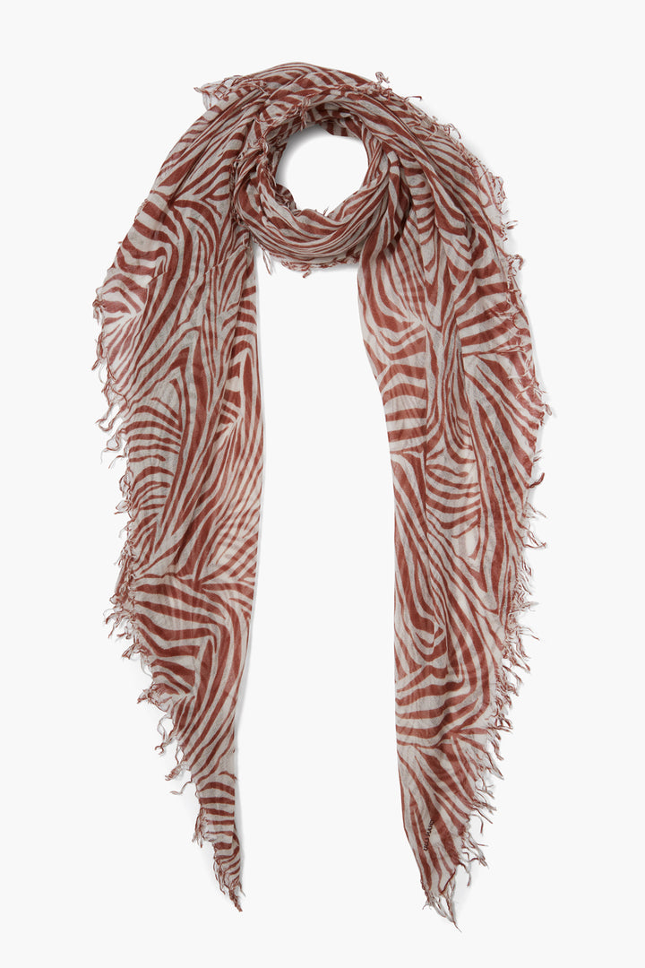 SILK ZEBRA PRINT SCARF WITH  FRINGE - SEQUOIA - Kingfisher Road - Online Boutique