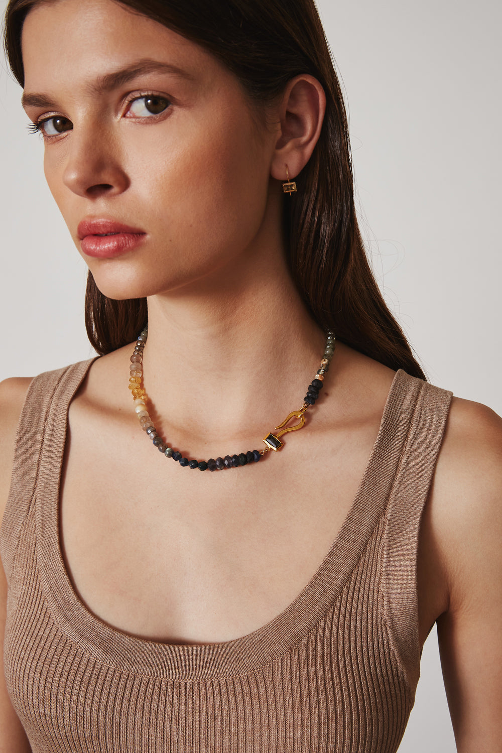 LABRADORITE MIX CRYSTAL GOLD NECKLACE - Kingfisher Road - Online Boutique