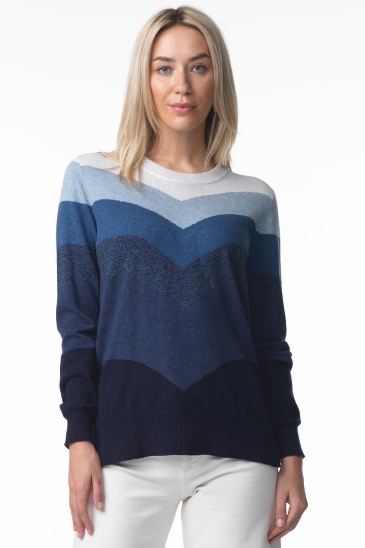 MULTI BLUE STRIPE SWEATER - DENIM - Kingfisher Road - Online Boutique