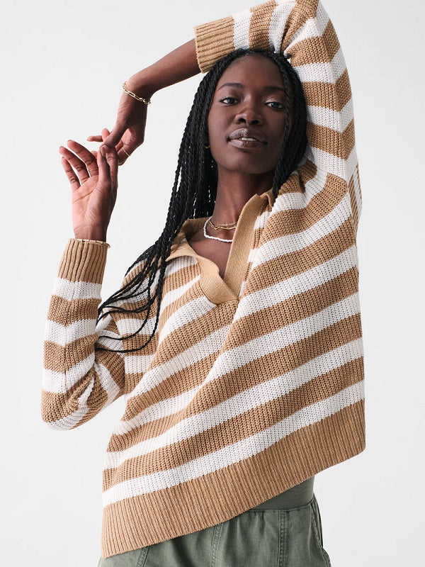 MIRAMAR POLO - NATURAL STRIPE - Kingfisher Road - Online Boutique