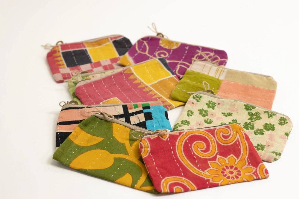 KANTHA FABRIC POUCH - Kingfisher Road - Online Boutique