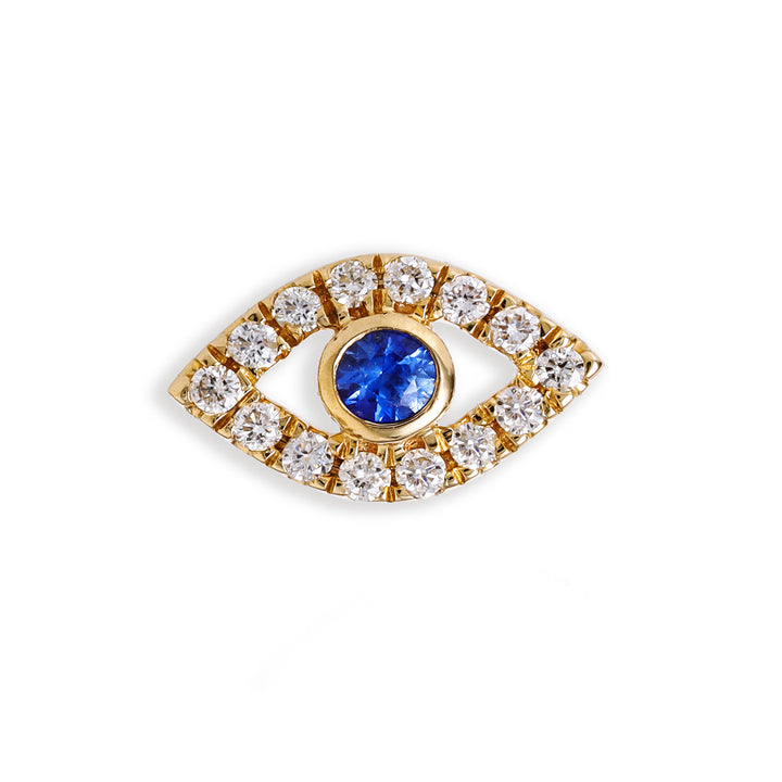 .09ct DIA./.055ct SAPPH. EVIL EYE STUD - Kingfisher Road - Online Boutique