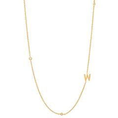 SIDEWAYS INITIAL NECKLACE w/ CZ ACCENTS - Kingfisher Road - Online Boutique