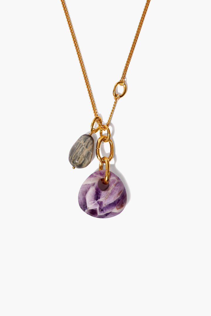 AMETHYST MIX GOLD CAT'S EYE NUGGET NECKLACE - Kingfisher Road - Online Boutique