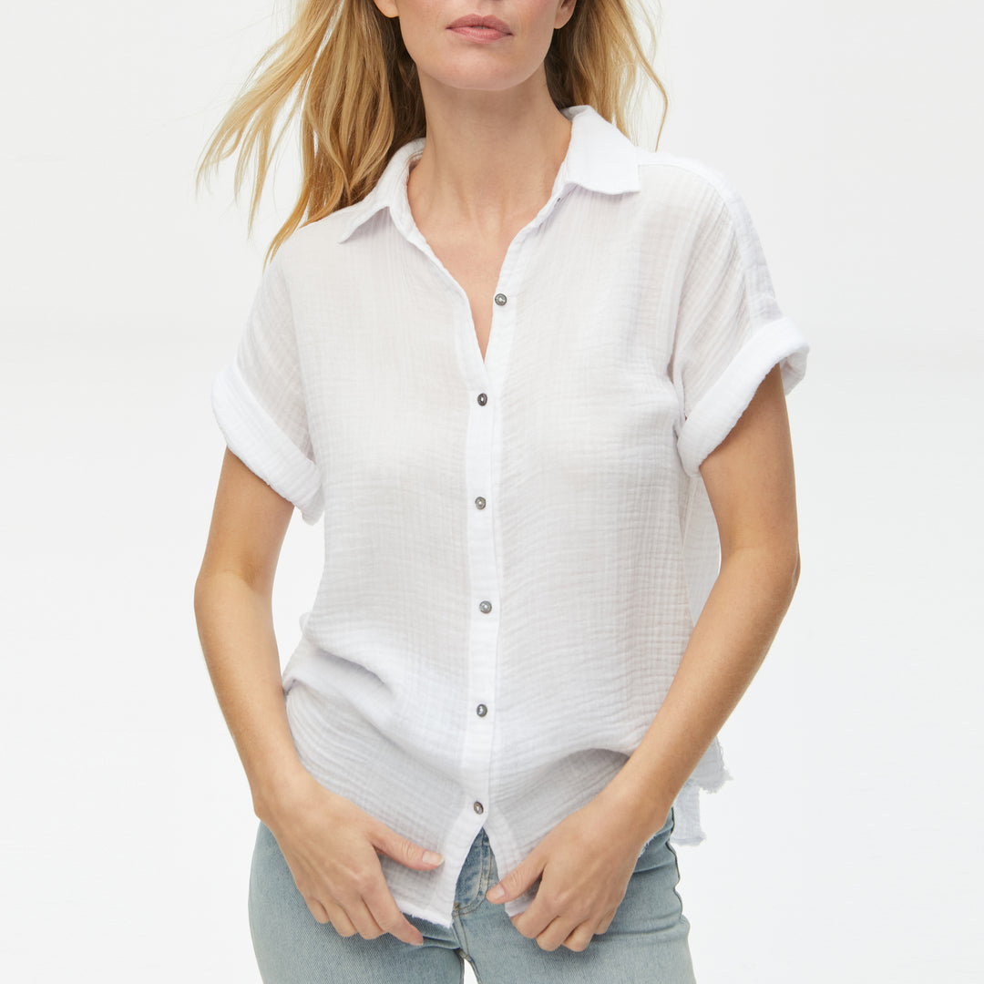 BAILEY BUTTON DOWN SHIRT - WHITE - Kingfisher Road - Online Boutique