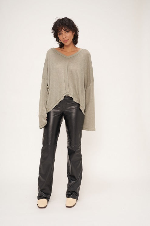 ALL MINE TEXTURED V-NECK - WILLOW ASH - Kingfisher Road - Online Boutique