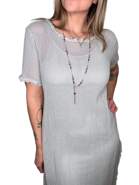 COTTON 2 PIECE LONG DRESS-SILVER - Kingfisher Road - Online Boutique