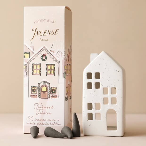 CERAMIC INCENSE HOUSE TEAKWOOD TOBACCO - WHITE - Kingfisher Road - Online Boutique