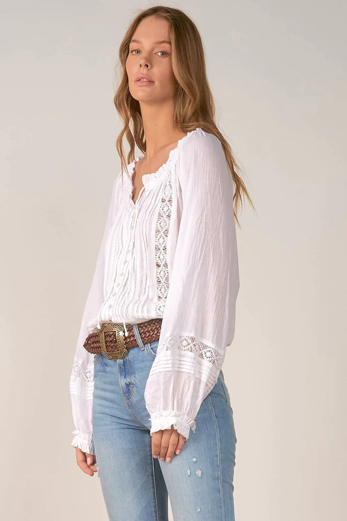 Long sleeve store peasant top