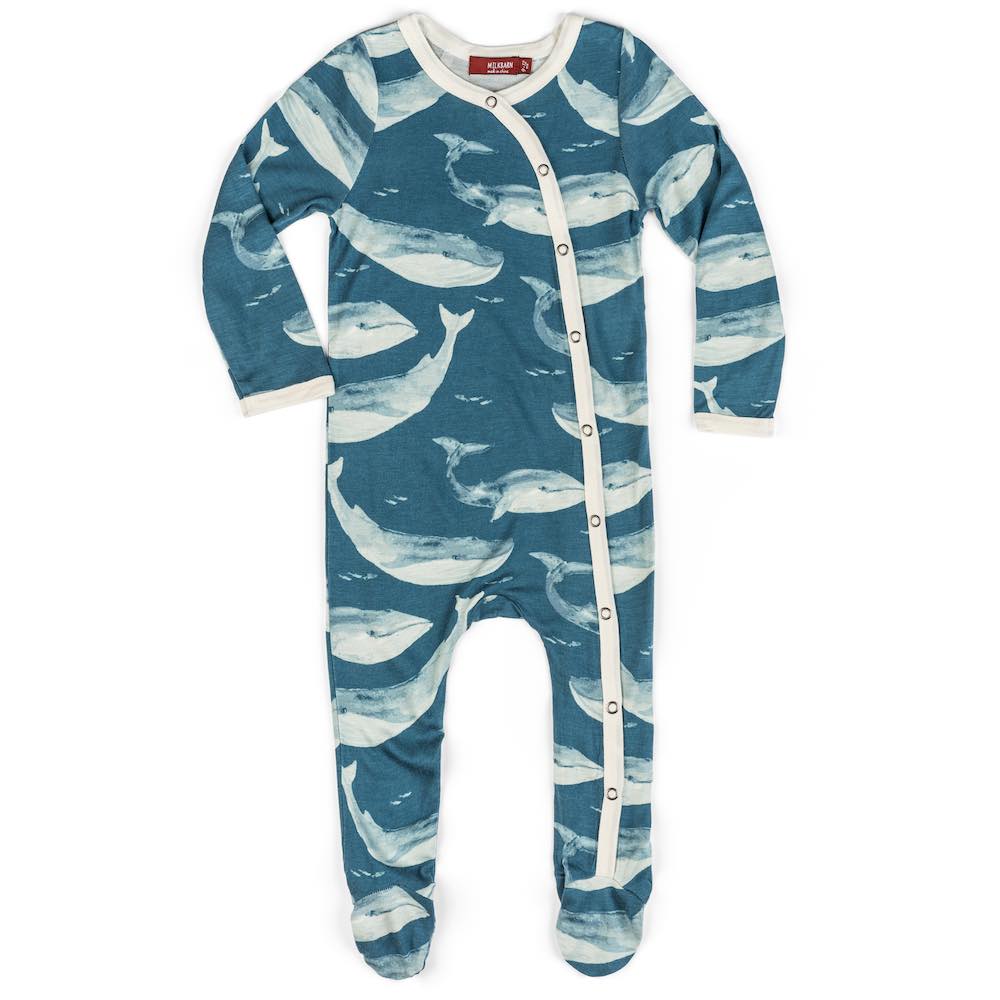 BLUE WHALE BAMBOO FOOTED ROMPER - Kingfisher Road - Online Boutique