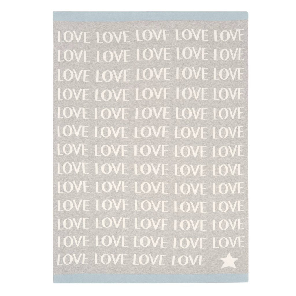 BLUE LOVE COTTON BABY BLANKET - Kingfisher Road - Online Boutique