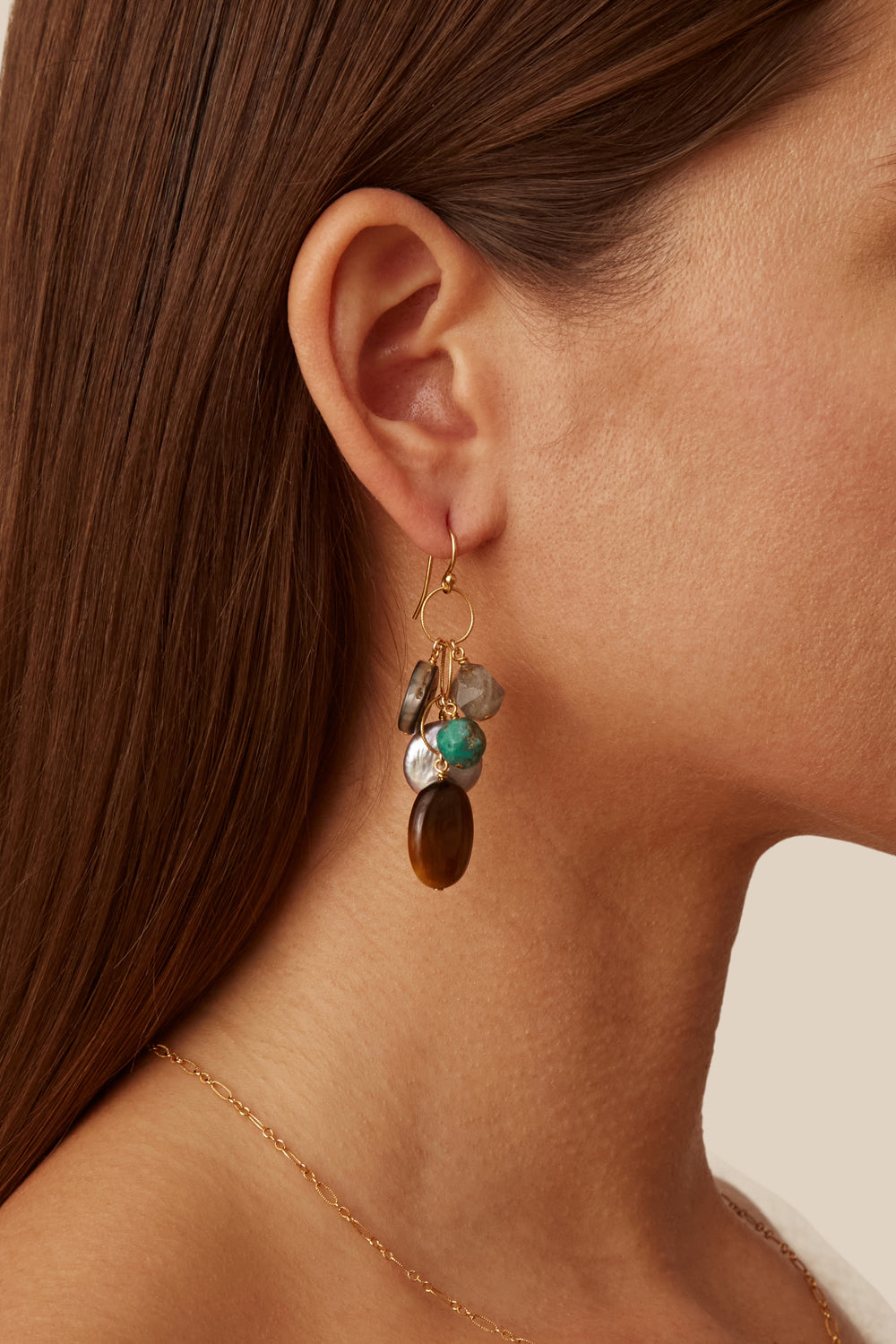 TURQUOISE MIX PEACOCK COIN PEARL EARRING - Kingfisher Road - Online Boutique