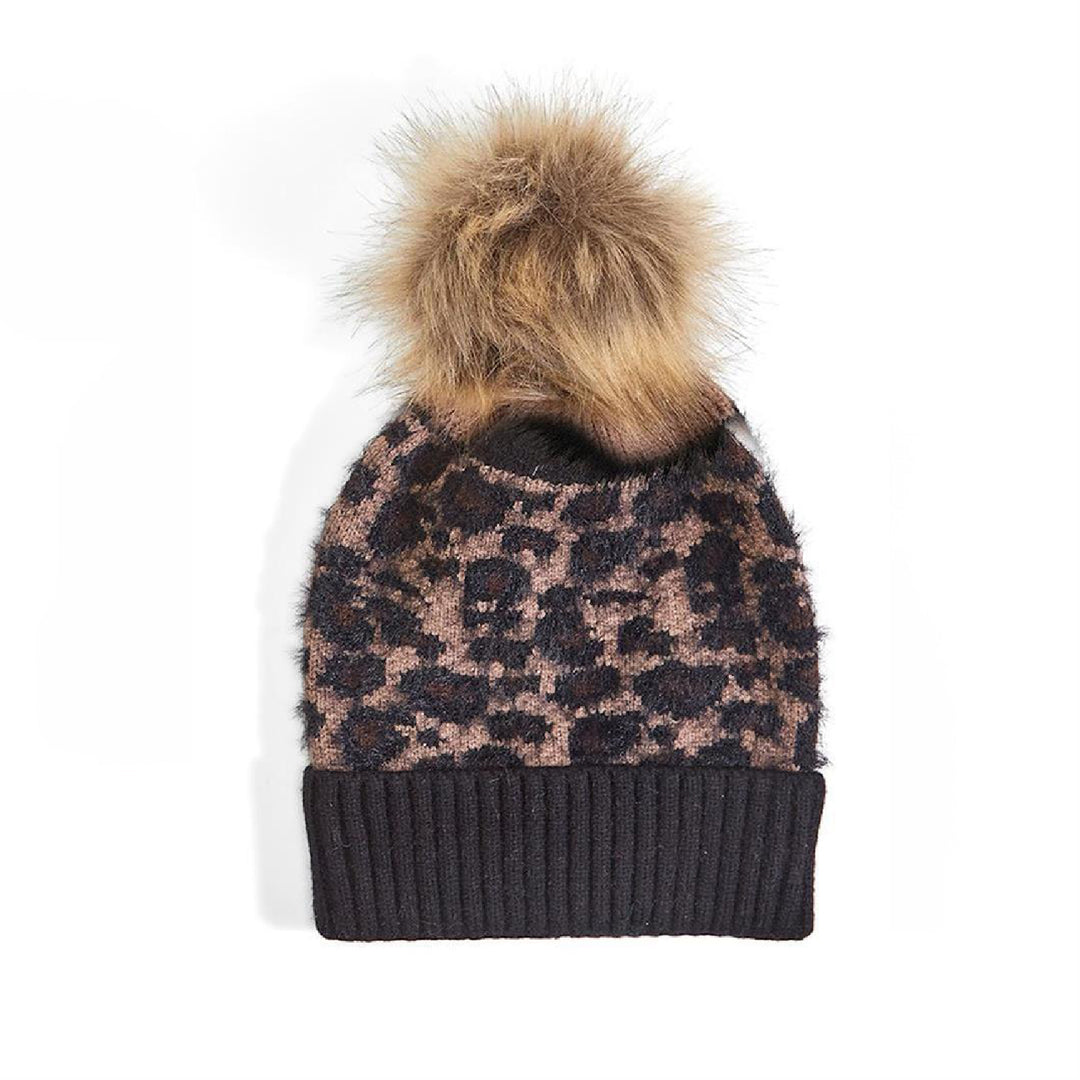 LEOPARD HAT WITH POM POM - Kingfisher Road - Online Boutique
