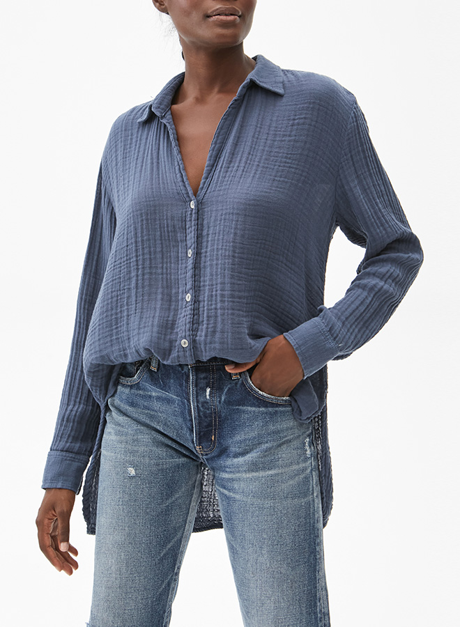 LEO BUTTON DOWN SHIRT - LAKE - Kingfisher Road - Online Boutique