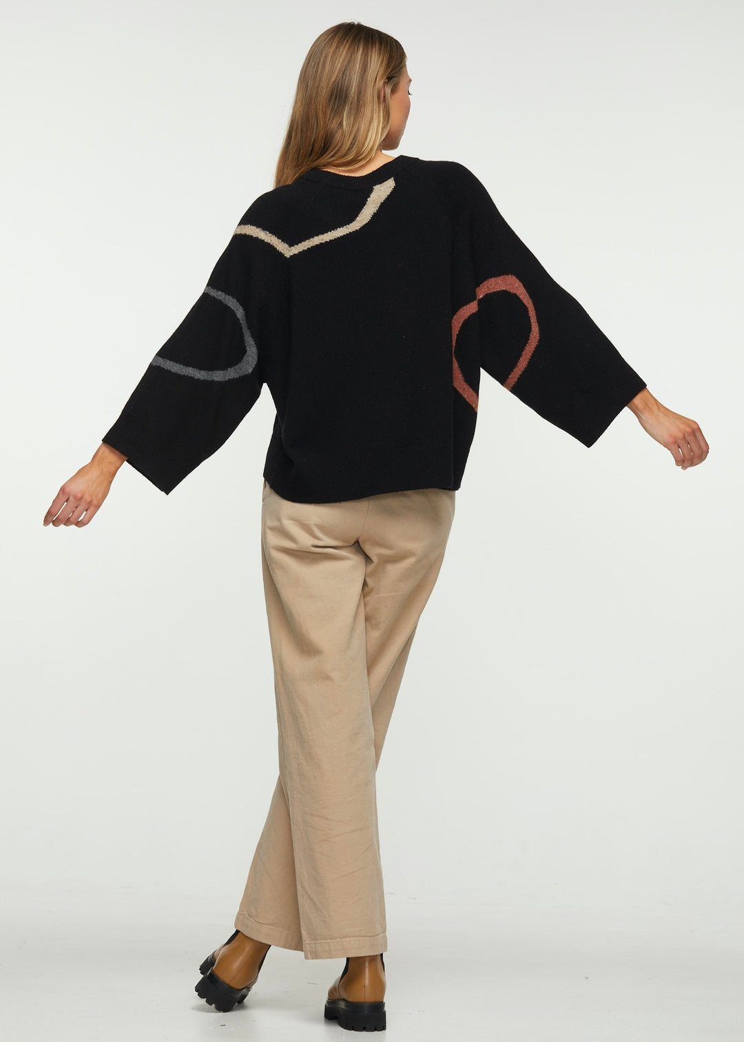 BRACELET SLEEVE RIBBON SWEATER - BLACK - Kingfisher Road - Online Boutique