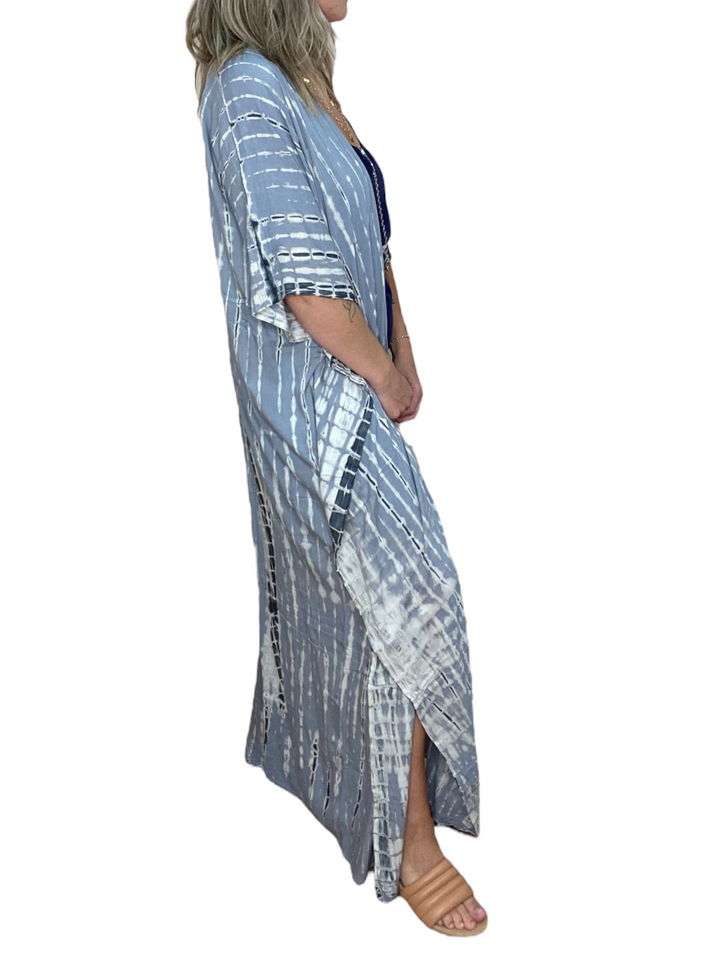 CALLIOPE CAFTAN DUSTER - PEBBLE SHIBORI - Kingfisher Road - Online Boutique