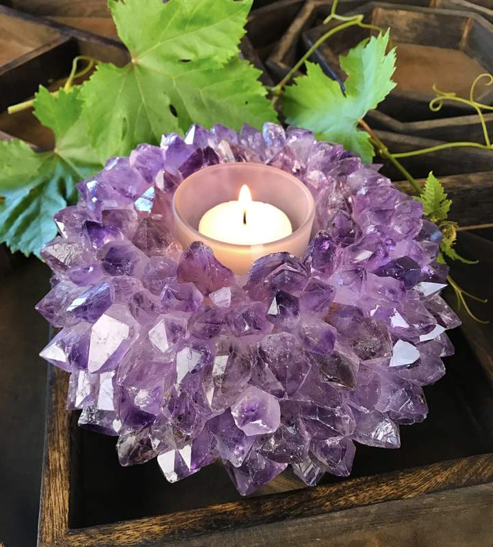 AMETHYST CRYSTAL POINT TEALIGHT HOLDER - Kingfisher Road - Online Boutique
