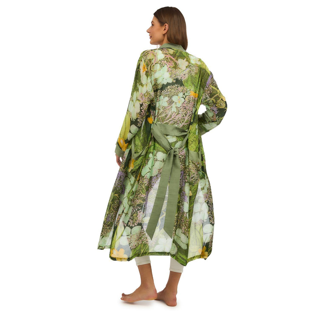 HYDRANGEA PRINT LIME ROBE GOWN-LIME - Kingfisher Road - Online Boutique