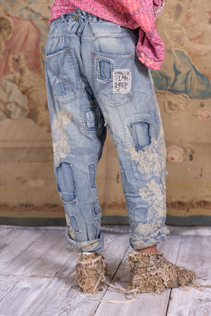 LACE EMB MINER DENIMS-WASHED INDIGO - Kingfisher Road - Online Boutique