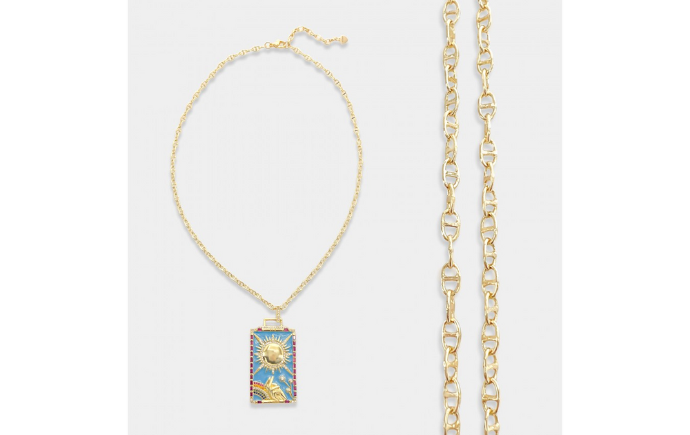 18" THE SUN TAROT CHAIN NECKLACE - Kingfisher Road - Online Boutique