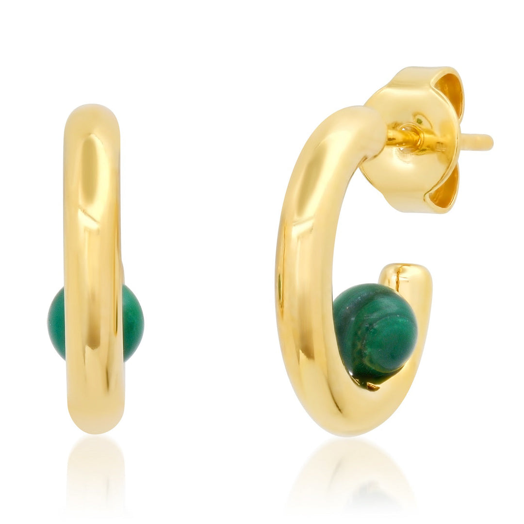 HUGGIE WITH GEMSTONE BALL-MALACHITE - Kingfisher Road - Online Boutique