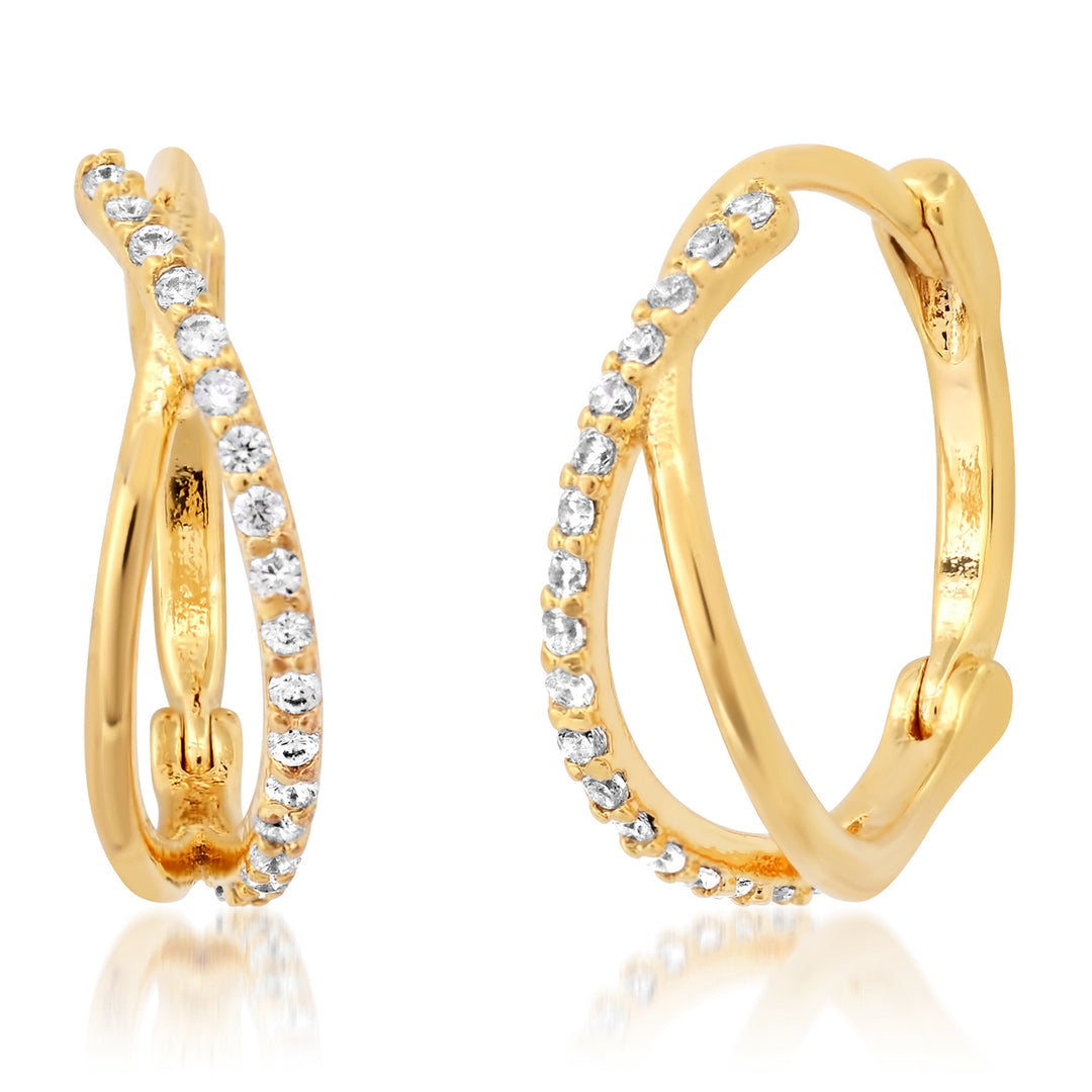 PAVE CZ CROSSOVER HUGGIES-GOLD - Kingfisher Road - Online Boutique