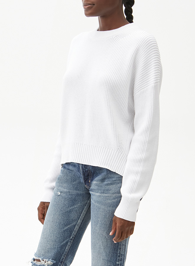 WHITE RICHIE BOXY CREW NECK PULLOVER - Kingfisher Road - Online Boutique