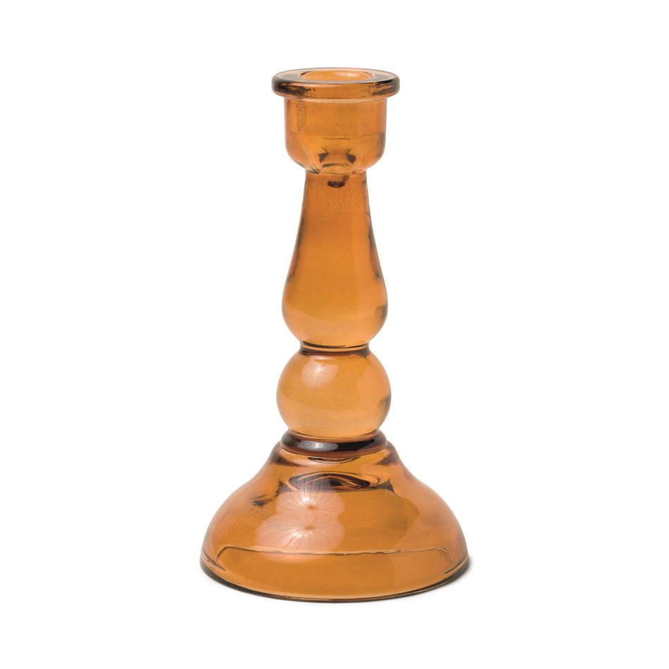 TALL GLASS TAPER HOLDER - AMBER - Kingfisher Road - Online Boutique