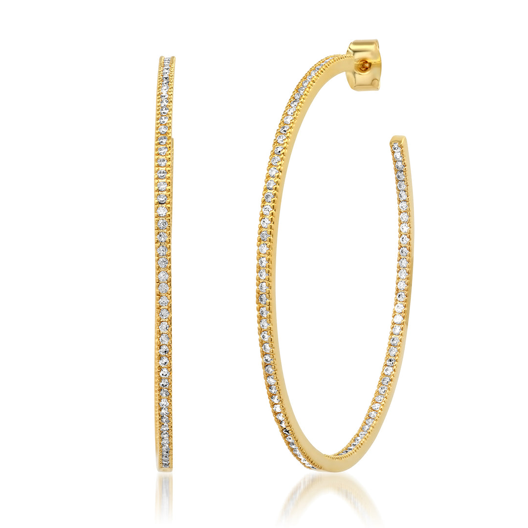 LARGE PAVE HOOPS-GOLD