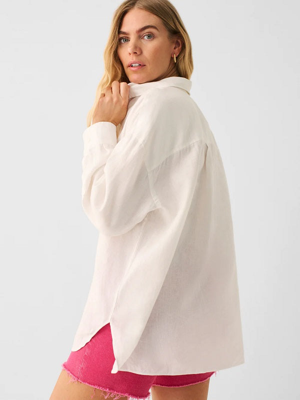 LINEN LAGUNA RELAXED SHIRT - WHITE - Kingfisher Road - Online Boutique