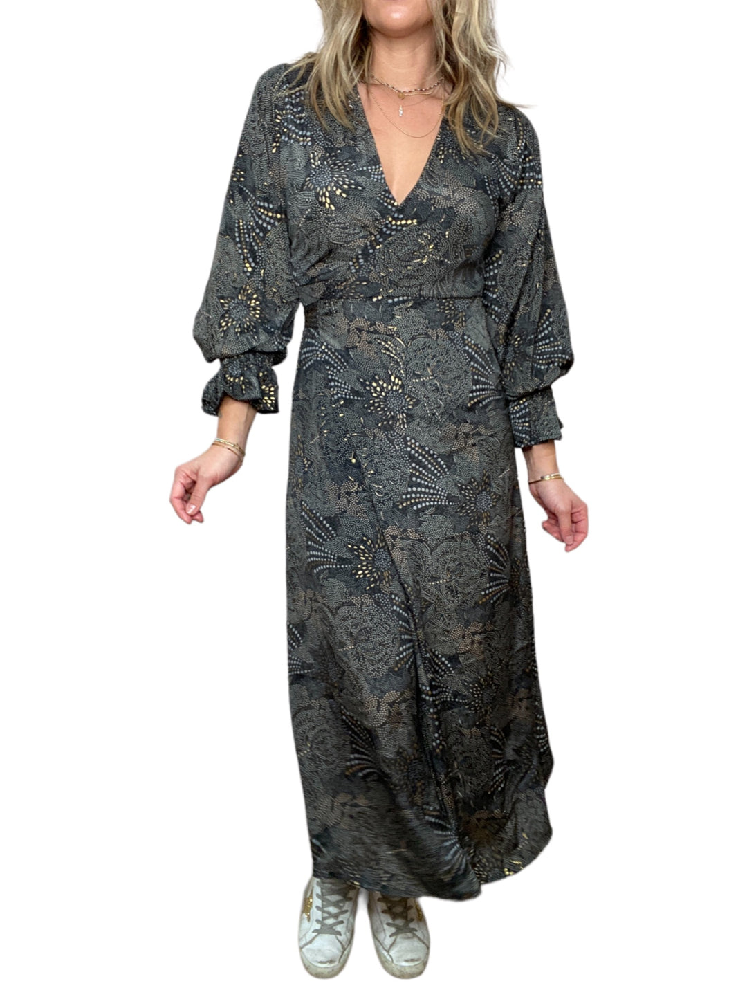 BLACK GOLD WRAP DRESS - Kingfisher Road - Online Boutique