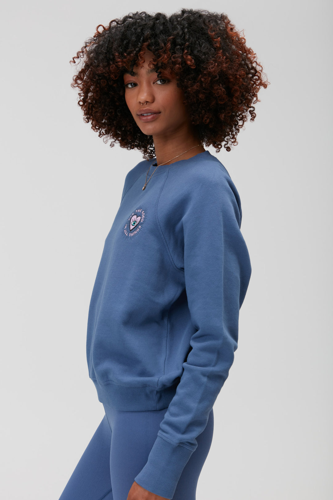 SEE THE GOOD RAGLAN PULLOVER - DUSTY DENIM - Kingfisher Road - Online Boutique