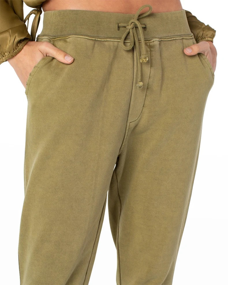 THE BEACHCOMBER CROP RIB JOGGER - OLIVE - Kingfisher Road - Online Boutique